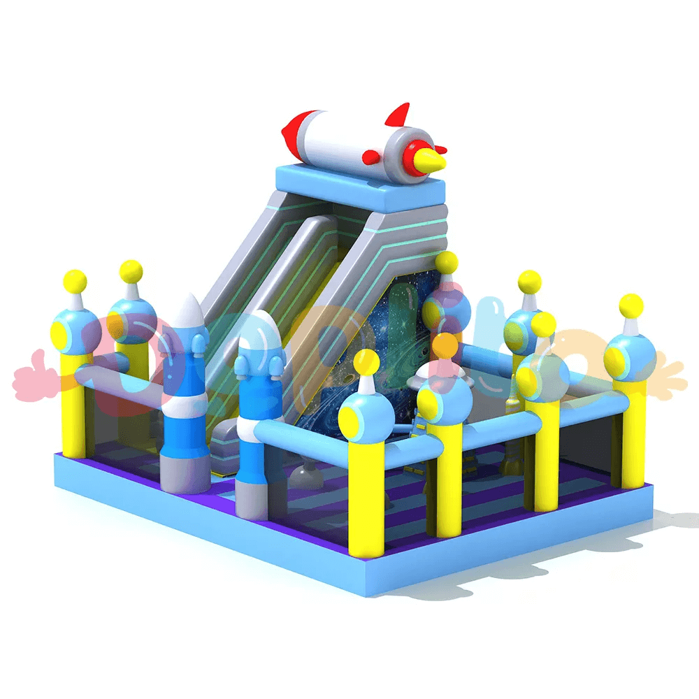 Dmuchany plac zabaw dla dzieci w kosmicznym stylu