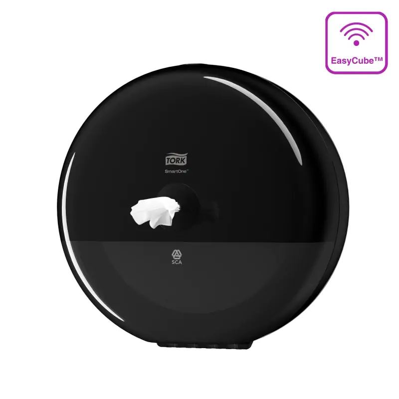 Czarny uchwyt na papier toaletowy Tork SmartOne czarny dozownik na papier toaletowy marki Tork