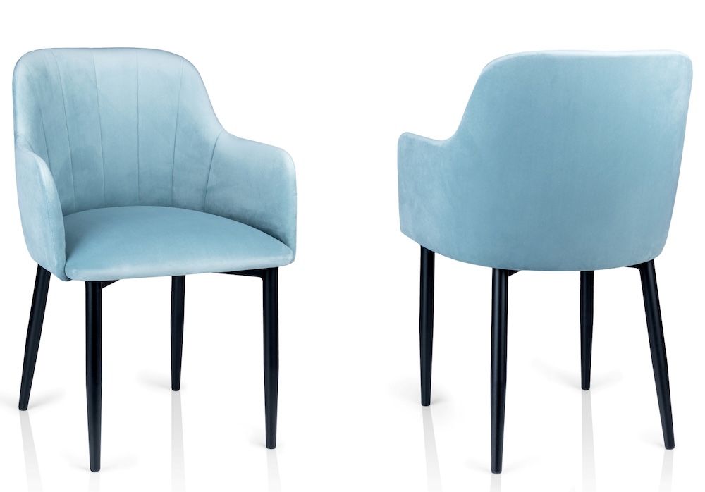 błękitne krzesła tapicerowane z oparciem 