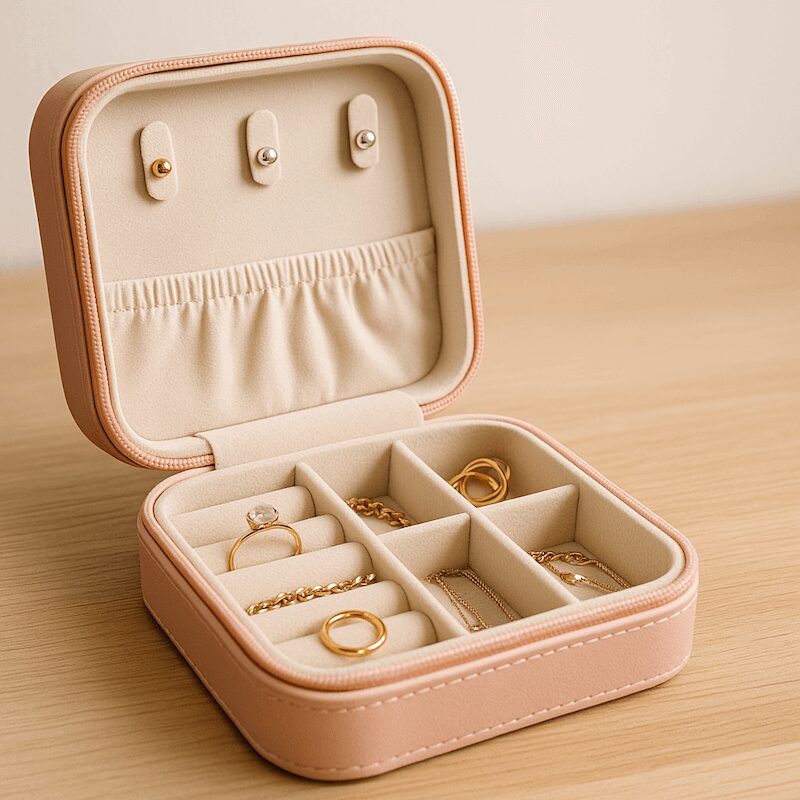 jak przechowywać biżuterię w zasuwanym etui podróżnym