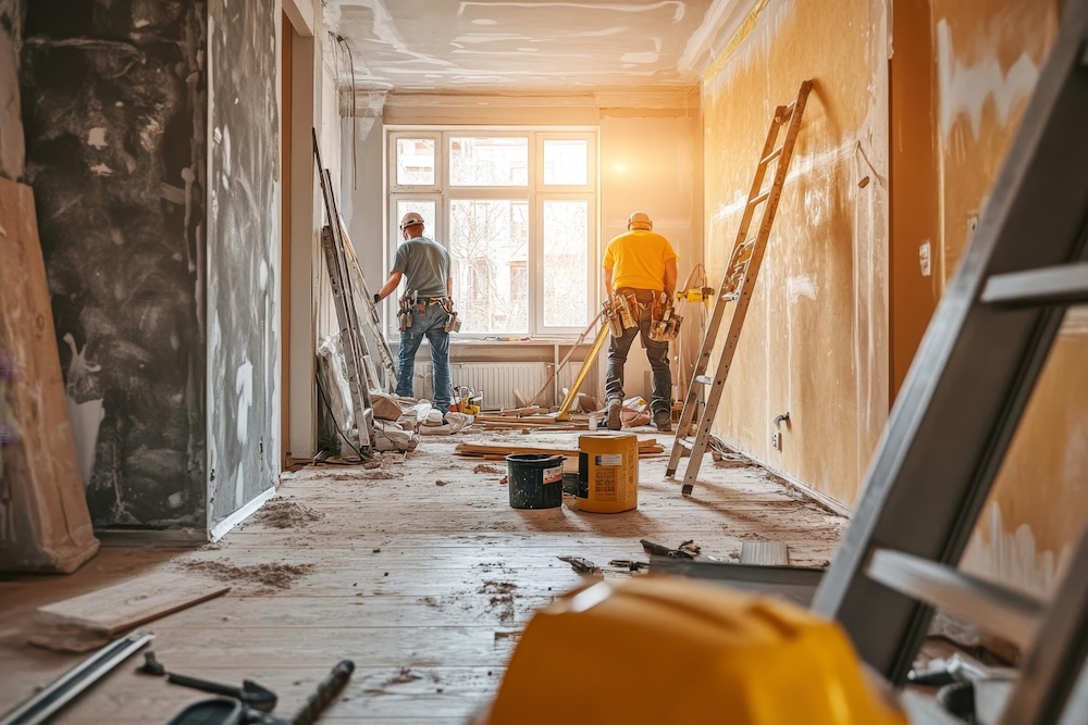 pracownicy remontujący mieszkanie 
