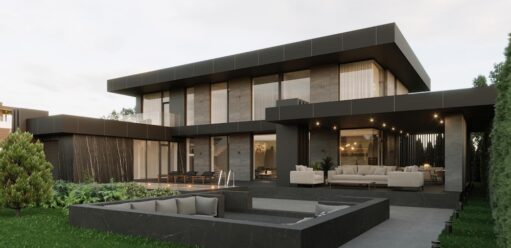 dom w nowoczesnym stylu z ogrodem