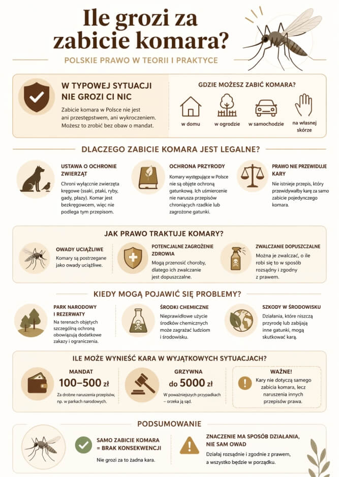 ile grozi za zabicie komara w teorii i praktyce