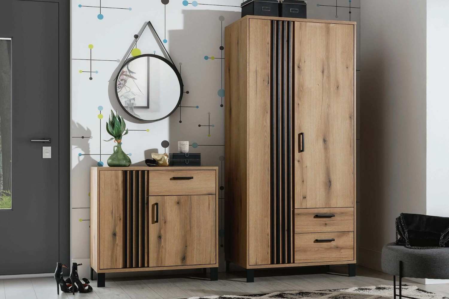 szafki do przedpokoju z lamelami