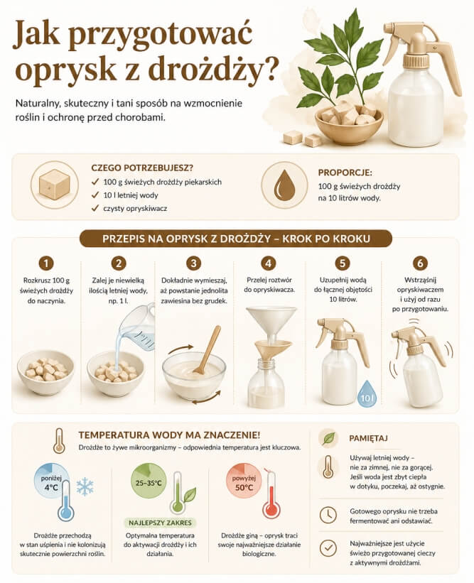 oprysk z drożdży krok po kroku