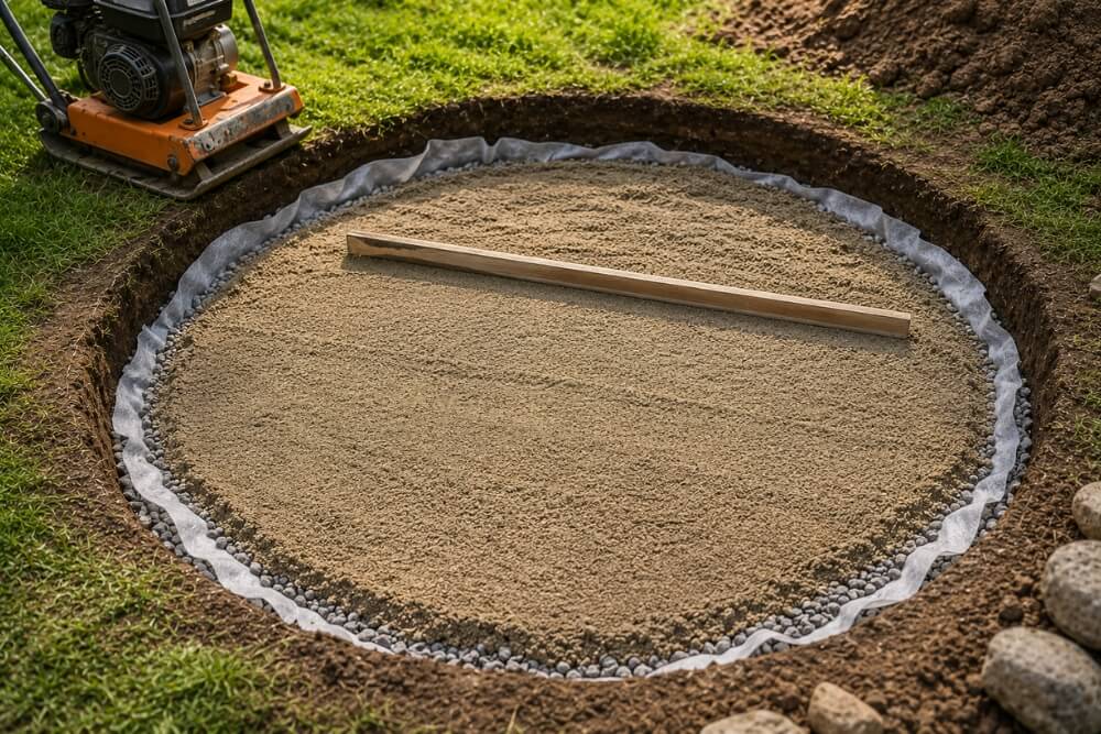 podbudowa pod ognisko z kamieni w ogrodzie stabilna podbudowa pod ognisko w ogrodzie z kamieni